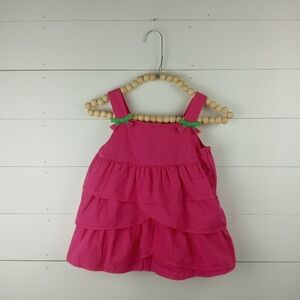 Gymboree girls size 6 bright pink tulip ribbon bow on straps blouse layered
